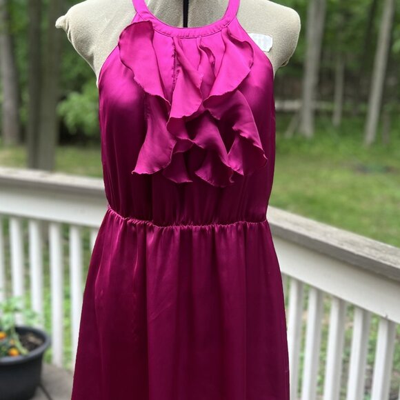 Apt. 9 Fuchsia Ruffle Halter Dress - Size 10 - Picture 2 of 8